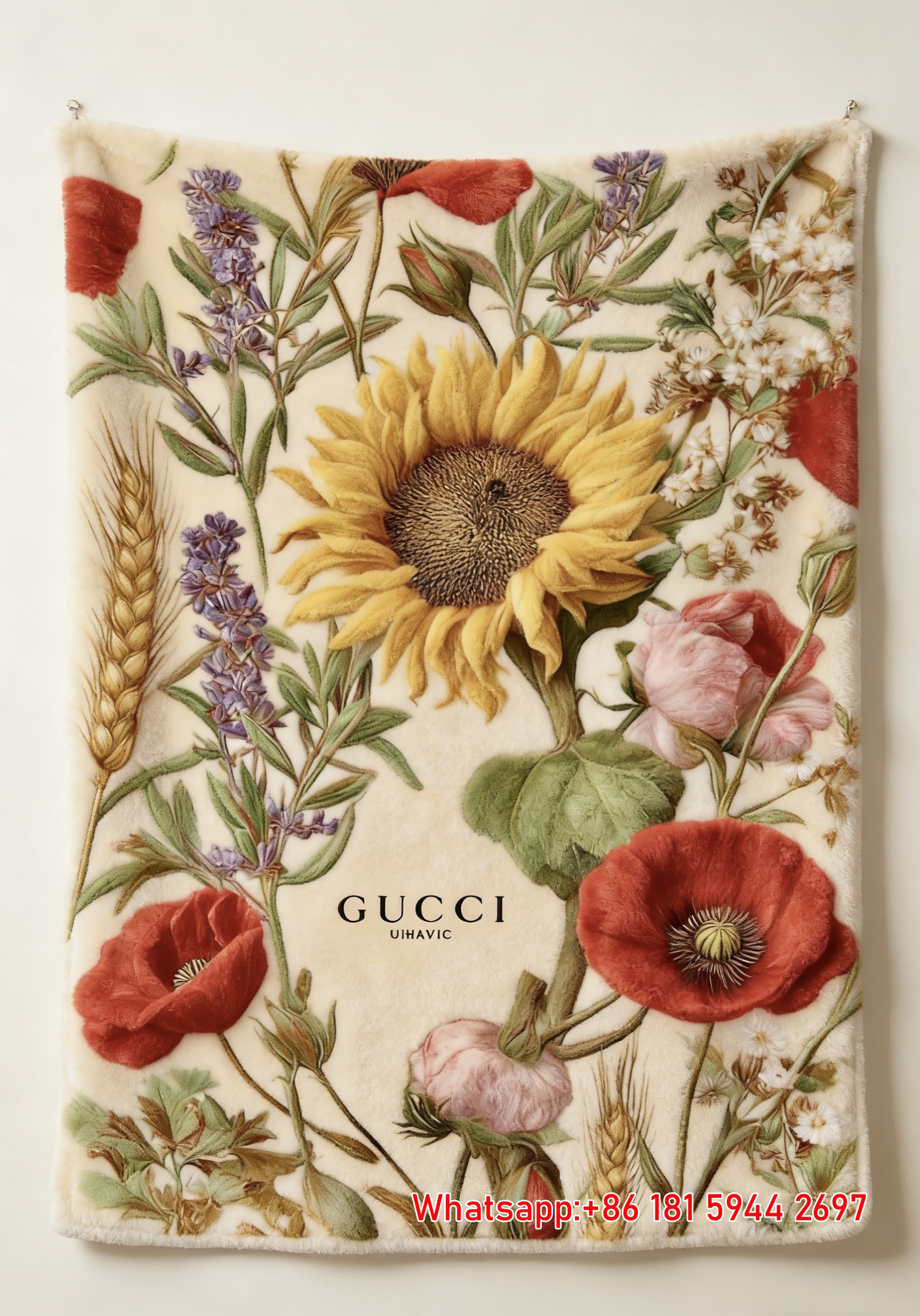 Gucci Sunflower throw Blanket Rustic Floral Harvest Art IMG_2763